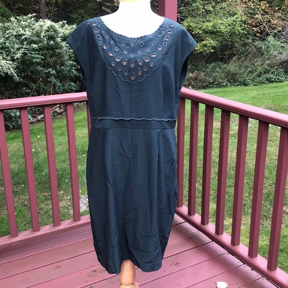 Boden Dresses & Skirts - BODEN Size 14R dark green embroidered dress with cut outs